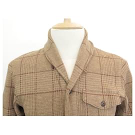 Ralph Lauren-NEW POLO CHECKED VEST BY RALPH LAUREN JACKET S 46 WOOL CARDIGAN JACKET-Brown