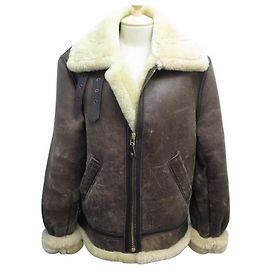 COAT JACKET SCHOTT BOMBARDIER B3 257S LEATHER SHEARLING RETURNS COAT Brown
