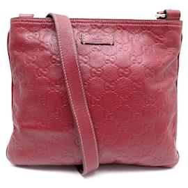 Gucci-NEW GUCCI GUCCISSIMA SATCHEL BAG 201538 MESSENGER BAG LEATHER CROSSBODY-Red