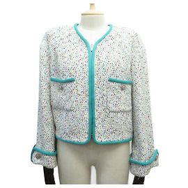 CHANEL P JACKET56354 taille 38 JAQUETA M EM TWEED DE ALGODÃO MULTICOLOR Multicor
