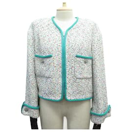 Chanel-CHANEL P JACKET56354 taille 38 M IN TWEED MULTICOLOR COTTON JACKET-Multiple colors
