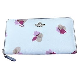 Neue geblümte Coach-Geldbörse mit Anhänger Pink Weiß
