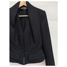 Balmain Blazer Schwarz Wolle Schwarz
