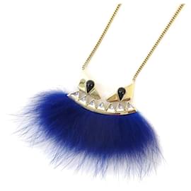 Fendi-Fendi Monster Eye Motif Long Necklace-Blue,Golden