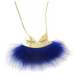 Fendi-Fendi Monster Eye Motif Long Necklace-Blue,Golden