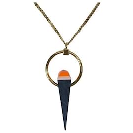 Fendi-Fendi Necklace Pendant Gold Black Orange Adjustable-Black,Orange,Gold hardware