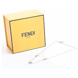 Fendi-Fendi Circle F rhinestone necklace-Silver hardware