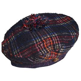 Chanel Beret Blue Cloth with Brooch Blue