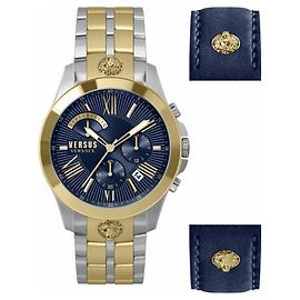 Versus Versace Chrono Lion Box Set Bracelet Watch Metallic