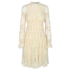 Vestido de algodón con encaje de Bottega Veneta Blanco Crudo