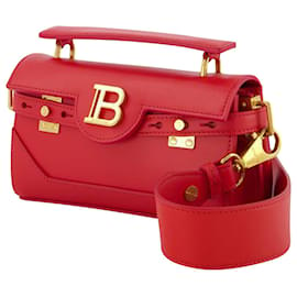 Balmain-B-Buzz 19 bolsa em couro vermelho-Vermelho