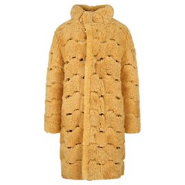 Bottega Veneta abrigo largo de pelo extragrande Amarillo
