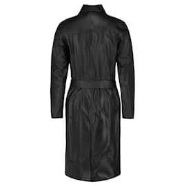 Bottega Veneta-Bottega Veneta Long Leather Belted Jacket-Black