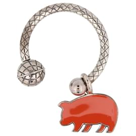 Bottega Veneta-Bottega Veneta Pig Charm Key Ring-Silvery,Metallic