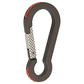 Bottega Veneta-Bottega Veneta Intrecciato Woven Carabiner Keyring-Grey