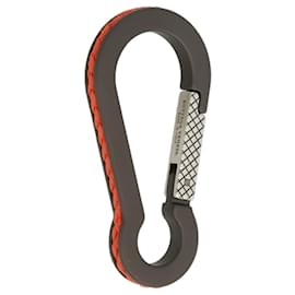 Bottega Veneta-Bottega Veneta Intrecciato Woven Carabiner Keyring-Grey