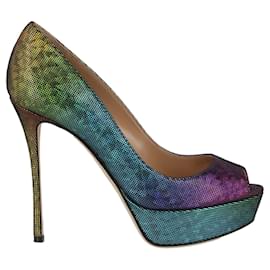 Sergio Rossi-Sergio Rossi Lamé Platform Peep-Toe Heels-Multiple colors