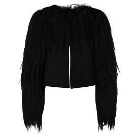 Bottega Veneta Cropped Zottelige Pelzjacke Schwarz