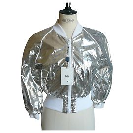 Dolce & Gabbana DOLCE GABBANA Short metallic mirror jacket T40 IT BE Silvery