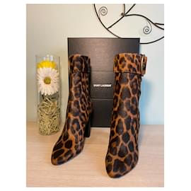 Yves Saint Laurent-Bottines Saint Laurent modèle Joplin en suède imprimés léopard jamais portées-Imprimé léopard