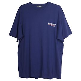 Balenciaga Political Campaign Logo Tee in Blue Cotton Blue