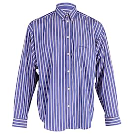 Balenciaga-Balenciaga Oversized Stripe Shirt in Blue Cotton-Other