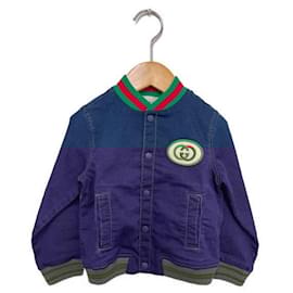 Gucci-**GUCCI (gucci)  blue denim bomber jacket-Other