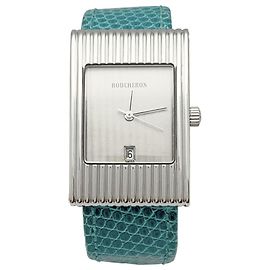 Boucheron Watch, model "Reflection", steel on leather. Other