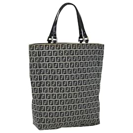 Fendi-FENDI Zucchino Canvas Tote Bag Navy Auth rd3398-Navy blue