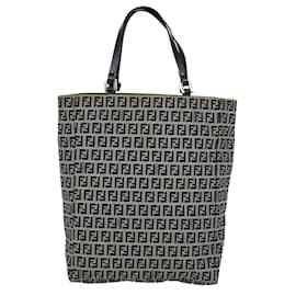 Fendi-FENDI Zucchino Canvas Tote Bag Navy Auth rd3398-Navy blue