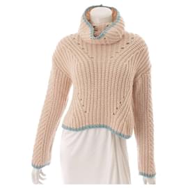 Fendi-*FENDI 19 years Cashmere × Moheya Turtleneck Knitted Sweater-Beige