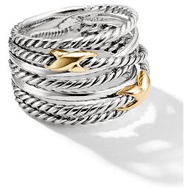 David Yurman sterling silver crossover small X ring, New in box Silvery