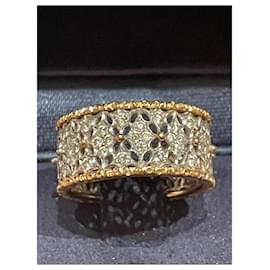 Buccellati-'Eternelle' band with diamonds, YELLOW GOLD & WHITE GOLD-Gold hardware