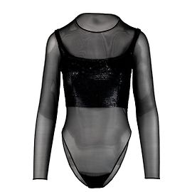 Autre Marque Body semitrasparente con paillettes Nero