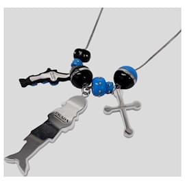 Prada-*Prada Ball Cloth & Girl Motif Necklace-Black,Blue
