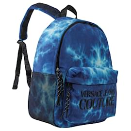 Autre Marque-Versace Jeans Couture Tie-Dye Embroidered Logo Backpack-Blue