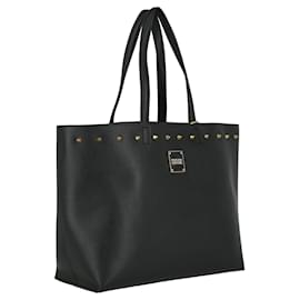 Autre Marque-Versace Jeans Couture Logo Plaque Studded Tote Bag-Black