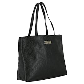 Autre Marque-Versace Jeans Couture Tonal Embossed Logo Tote Bag-Black