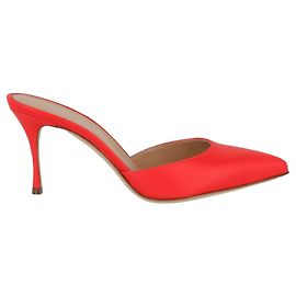Sergio Rossi Leather Pointed Toe Mules Red