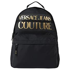 Autre Marque-Versace Jeans Couture Metallic Logo Backpack-Black