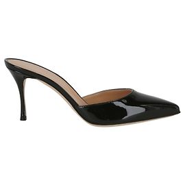 Sergio Rossi Patent Leather Pointed Toe Mules Black