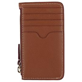 Alexander Mcqueen-Alexander McQueen Zipped Leather Skull Card Holder-Beige