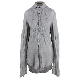 Autre Marque Camicia lunga in cotone grigio Diliborio con ricami Grigio