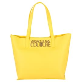 Versace Jeans Couture-Versace Jeans Couture Logo Hardware Tote Bag-Yellow
