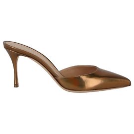 Sergio Rossi Metallic Pointed Toe Mules Golden Metallic