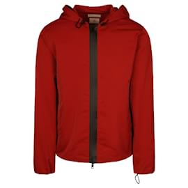 Bottega Veneta-Bottega Veneta Hooded Zip Anorak Jacket-Red