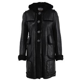 Charles Anastase Leather Coat Black