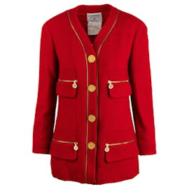 Chanel-Red Jacket With Zipper Pockets-Red