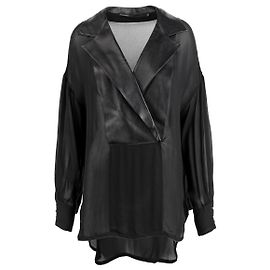 Gaetano Navarra schwarze Lederbluse Schwarz