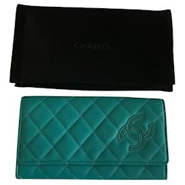 Chanel-Cartera / tarjetero-Verde